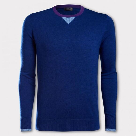 G/FORE Men's 100% Merino Wool Color Block Crewneck Sweater Blueprint Medium - Picture 1 of 11